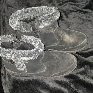 Winter Faux Fur Lined Black Ankle Boots